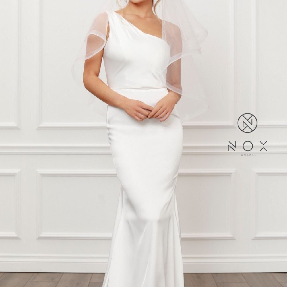 NEW OFF WHITE WEDDING BRIDAL One Shoulder Sheath Shape Prom Dress NXE483
